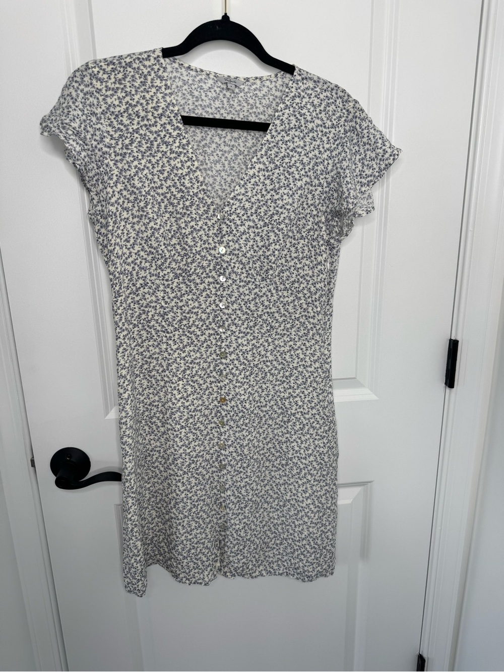 Rails Cream floral printed button down mini dress small
